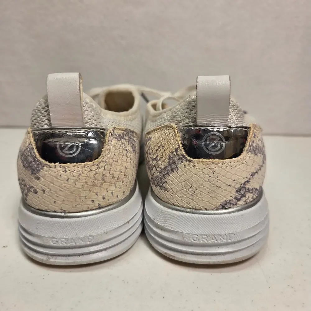 Cole Haan GrandSport Journey Knit Sneakers Ivory Snake Print Womens 10B NWOT
